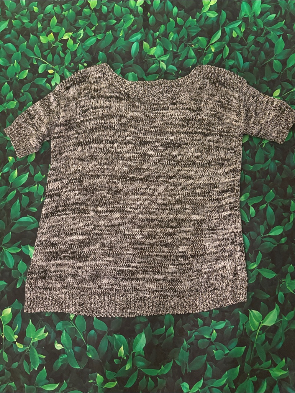 a.n.a Marled Crew Neck Short-Sleeve Sweater - Gray